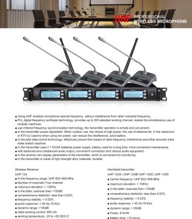 ไมค์ประชุมไร้สาย ProeuroTech UHF 124