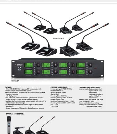 ชุดไมค์ประชุม ไร้สาย MICROTECH MT-888D ตั้งโต๊ะ8ตัว