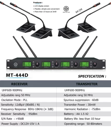 ชุดไมค์ประชุมไร้สาย  MICRO TECH MT-444D